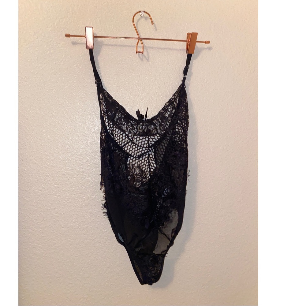 Black lace body suit